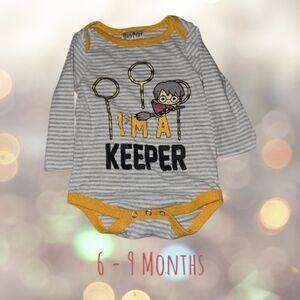 Harry Potter "I'm A Keeper" Long Sleeve Bodysuit 6-9 Months Quidditch